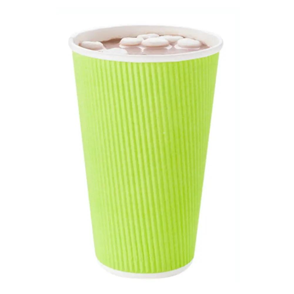 12 oz Eco Green Paper Coffee Cup - Ripple Wall - 500 count box